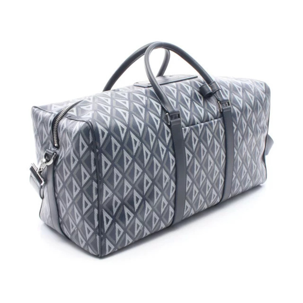 Dior Leather Canvas Navy Gray CD Bag White Boston Blue Lango Diamond Gray White